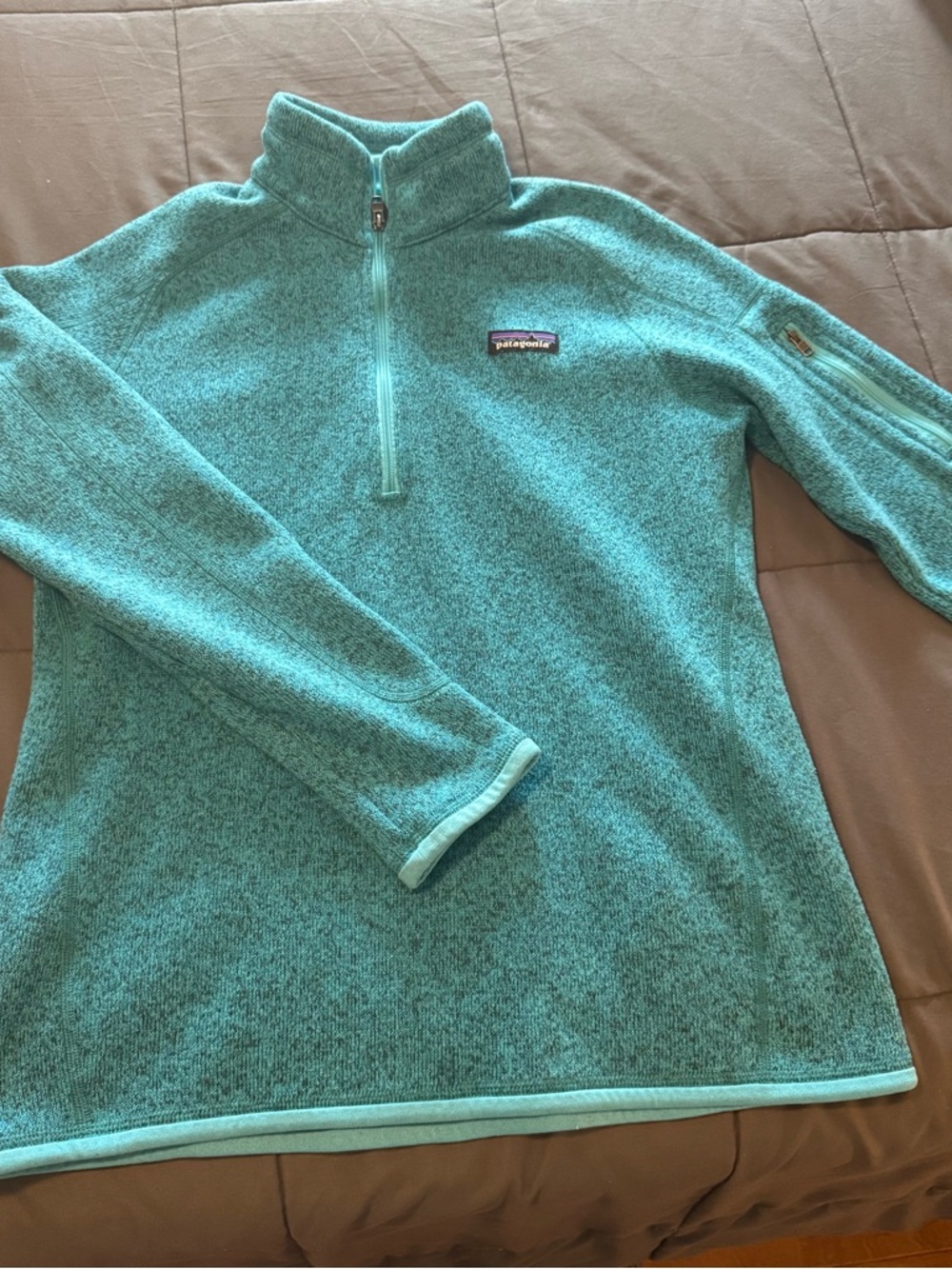Patagonia Teal Blue Sherpa Fleece 1/4 Zip Pullover